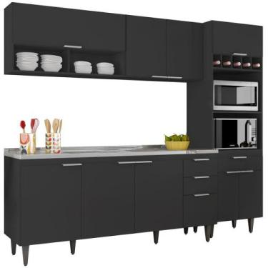 Imagem de Armário de Cozinha CP02 Com Pia 180cm Pérola Z34 Preto - Mpozenato, Pr