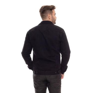 Imagem de Jaqueta Jeans Masculina Casaso Básico Slim Dins - Black Jeans, P, Pret