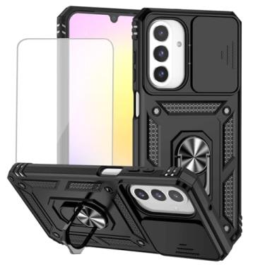 Imagem de Yodueiv Capa para Galaxy A26, capa para SamsungA26 SM-A266U com protetor de tela de vidro temperado e capa de câmera deslizante, anel magnético suporte de carro capa protetora para Samsung Galaxy A26