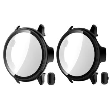 Imagem de Pacote com 2 capas protetoras de tela compatíveis com Garmin Vivoactive 6 [cobertura total], película de vidro temperado embutida em policarbonato rígido para Vivoactive6