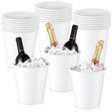 Imagem de Layhit 24 baldes de gelo de plástico para festas, balde de vinho de 3 litros, suporte de gelo portátil, refrigerador de vinho descartável para festa de casamento, bebida, champanhe, refrigerante e