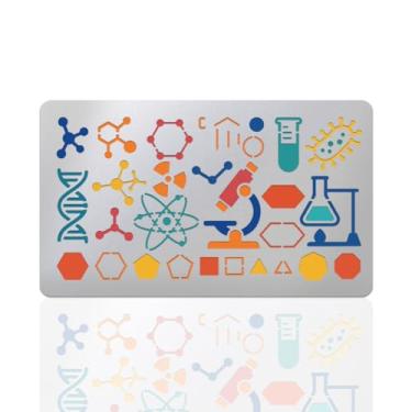 Imagem de UNICRAFTALE Modelos de aço inoxidável, estêncil de molécula de química de metal para desenho artesanal, modelos de código molecular, reutilizáveis, para anotações de laboratório, scrapbook, queima de