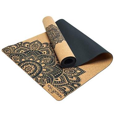 Imagem de YOGA DESIGN LAB | The Cork Yoga Mat | Eco Luxury | Ideal para Hot Yoga, Power, Bikram, Ashtanga, exercícios suados | Qualidade de estúdio | Inclui alça de transporte! (Mandala Black, 3,5 mm)