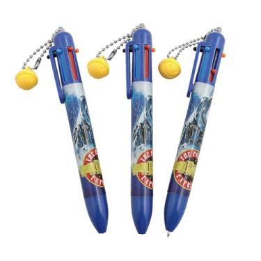 Imagem de Canetas de transporte Polar Express com pingente de sino (14 cm), pacote com 12 canetas de plástico multicoloridas para presentes de Natal e lembrancinhas de festa