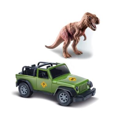 Imagem de Kit Brinquedo Carrinho com Tiranossauro, 19 cm x 8,5 cm, Verde, para Crianças Acima de 3 Anos