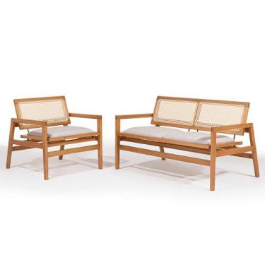 Imagem de Conjunto Poltrona e Sofá 02 Lugares Alba Encosto Tela - 78426 - Sun Ho