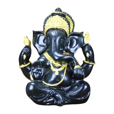 Imagem de Bothyi Estátua de Lord Ganesh, estatueta de Ganesha, peça de arte decorativa, estatueta de elefante de Ganesh, escultura de Buda para decoração de carro, Preto
