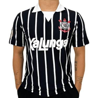 Imagem de Camisa Polo Corinthians Listrada Retrô - Masculino-Masculino