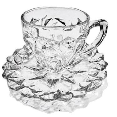Imagem de Conjunto Rocks Tea com 6 Xicaras e Pires de Vidro 210ml - Dumiat