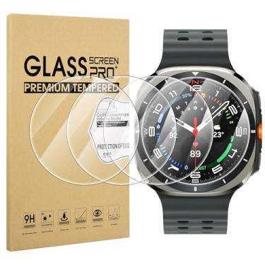 Imagem de Suoman Pacote com 4 protetores de tela para Samsung Galaxy Watch 8 Ultra 47 mm, protetores de vidro temperado perfeitamente adequados para relógios inteligentes Galaxy 47 mm