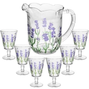 Imagem de Jogo Taças E Jarra De Cristal Lavanda 7 Peças - Lyor