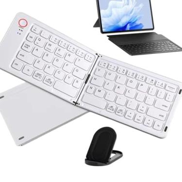 Imagem de Teclado Portátil Dobravel de Bolsa Sem Fio Compacto Bluetooth (BRANCO)