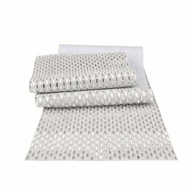 Imagem de Sparkles Home Caminho De Mesa Park Avenue, Pedras Vidro Retangulares Deslumbrantes Emolduradas Com Pequenos Strass, Para Decoração Jantares Formais, Eventos E Casamentos, Prata, 90", Vendido Individ