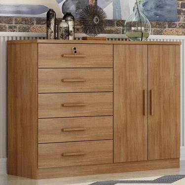 Imagem de Cômoda Ambiente Seul 2 Portas 5 Gavetas Cumaru 25 - Novo Horizonte