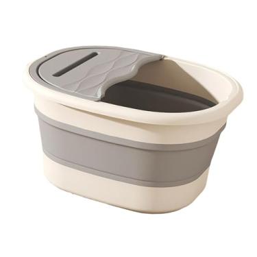 Imagem de FashionCha Banheira para banho de pés, bacia para imersão de pés, pedilúvio dobrável, profissional, com grandes pontos de massagem, compacto para sala de estar e, Cinza