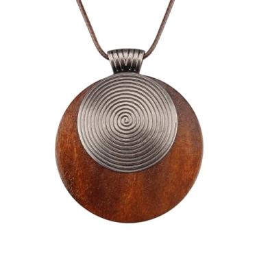 Imagem de joymiao Colares boêmios femininos longos de couro com pingente grande, joia hippie boho, colar com pingente, Couro sintético, Sem Pedra Preciosa