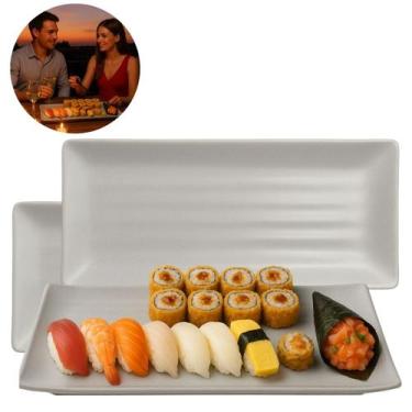Imagem de 2 Travessas P/Servir 35cm Melamina Estilo Granilite Moderna - Lyor