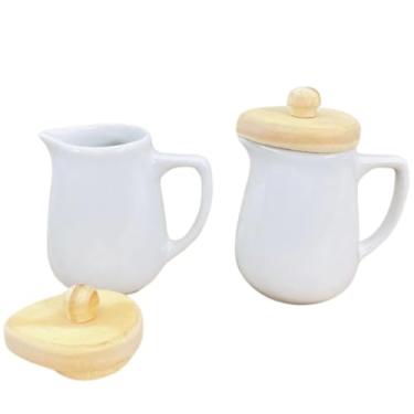 Imagem de Antilope Decor Porcelanas, kit 2 Jarras 120ml Galheteiro Azeite Vinagre - tampa pinus