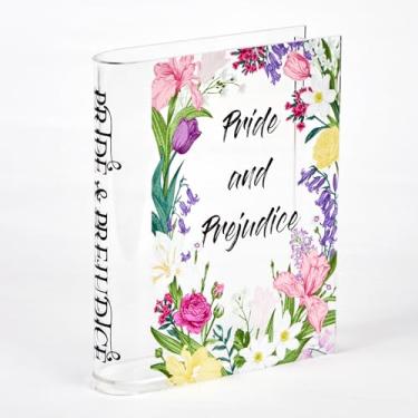 Imagem de Vaso de livros de acrílico para flores, suportes de livros, vaso de flores transparente em forma de livro para decoração de estante, decoração de mesa de escritório em casa, para mulheres, professores