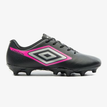 Imagem de Chuteira Campo, Cannon, Umbro, Masculina, Preto/Cinza/Rosa Fluor, 43