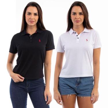 Imagem de Camisa Polo Feminina Viscose Manga Curta Kit 2 Casual