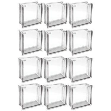 Imagem de Kit 12 Bloco De Vidro Incolor Com Furo 19X19X8 Tradestar
