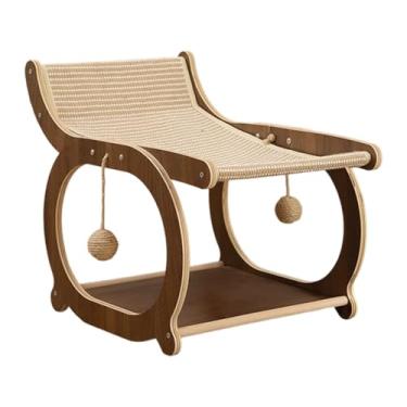 Imagem de MFMEXUL Arranhador de Gato de Sisal, Cadeira Elevada de Madeira Resistente a Arranhões para Gatos, Ideal para Brincar E Dormir em Casa E Outros Animais de Est, Marrom