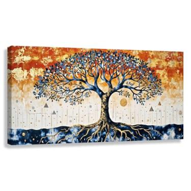 Imagem de Árvore da Vida Arte de Parede Impressão em Tela Símbolo Espiritual Decoração para Sala de Estar Quarto Fotos Pintura 80x40cmx1