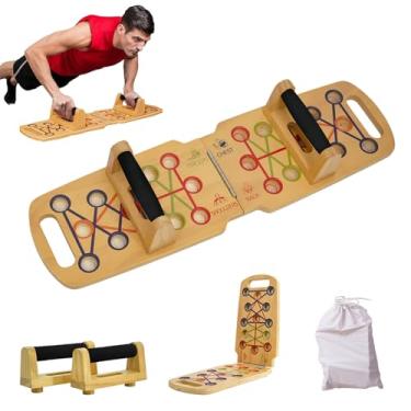 Imagem de Wooden push up frame, Push up sports equipment,portable push up board, foldable strength training equipment, chest muscle, dorsal muscle, abdominal muscle, biceps brachii home training equipment