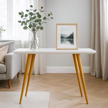 Imagem de Buffet Aparador Retrô de Madeira Maciça com Pés Palito Sala de Estar, Cantinho do Café e Decoração Moderna (Branco)