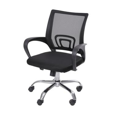 Imagem de Cadeira Tok Escritório Giratória com Encosto Tela Mesh, Assento Estofado, Ajuste de Altura, Rodízios, Braços Fixos, Ergonômica e Confortável para Home Office, Direção ou Estudo (1, Preta, Com Rodizio)