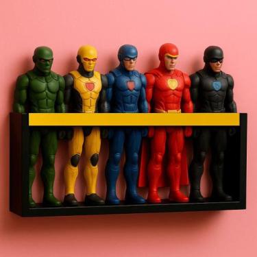 Imagem de Estante de brinquedos Prateleira organizadora de bonecos super heróis,
