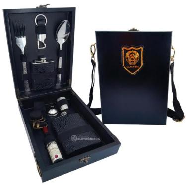 Imagem de Kit Aventura com Utensílios em Inox, Cantil, Copos e Maleta Prática LK