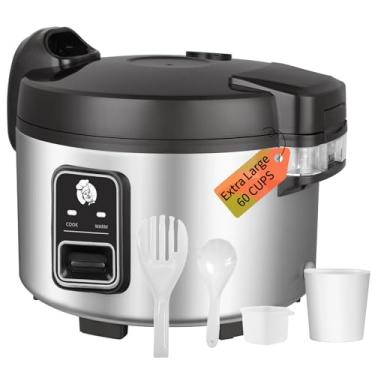 Imagem de DAZITN Panela de arroz comercial 13L e aquecedor de arroz 60 xícaras de arroz cozido (30 xícaras de arroz cru) | 1350 W de cozimento rápido | aquecimento automático | Panela de arroz de grande