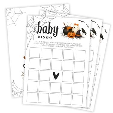 Imagem de OXRUN Hilarious Baby Shower Games, 30 Double-Sided Halloween Baby Bingo Game Cards for Little Ghost Gender Reveal Spooky Party Favor Supplies - D03