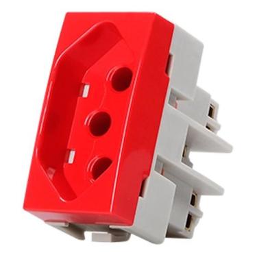 Imagem de Linha Sleek Tomada Vermelha 2p+t 10a 250v - Embralumi , Vermelho