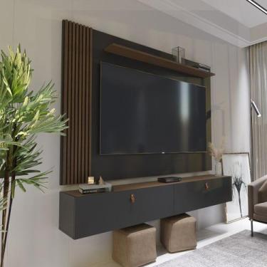 Imagem de Rack com Painel Ripado Suspenso para TV até 70 Polegadas 2 Portas Gréc