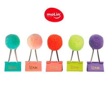 Imagem de Prendedor De Papel 32 mm Clip Binder  Pom Pom MOLIN 5 Cores