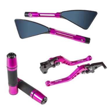 Imagem de Kit Rosa Manopla Jupiter Retrovisor Tomok Manete Cbx250 - Stark Race
