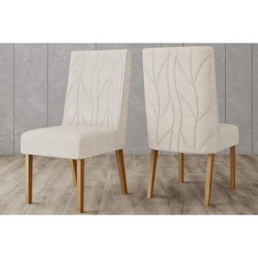 Imagem de Kit 2 Cadeiras Sala Jantar Eloá 2 Un Nature/Linho Bege - Henn