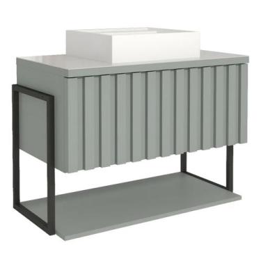 Imagem de Armário Banheiro 80cm Mdf Aço Cuba Prat Porta Havaí Pistache - Mgm