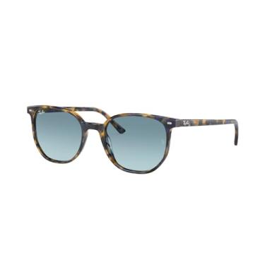 Imagem de Ray-Ban Óculos de sol quadrados RB2197F Elliot Low Bridge Fit, Amarelo Azul Havana/Azul Gradiente Cinza, 54 mm