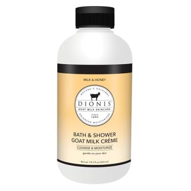 Imagem de Dionis Sabonete de banho de leite de cabra para cuidados com a pele com leite e mel e creme de banho líquido, hidratante para a pele e sabonete líquido feito nos EUA, gel de banho sem crueldade para
