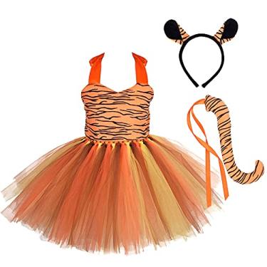 Imagem de Vestido infantil feito à mão com tutu, animal, desenho animado, zoológico, Halloween, cosplay, aniversário, princesa, vestido para fotografia, fantasia para crianças, conjunto de roupas divertidas e chiques, tigre, 2T