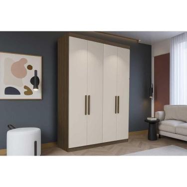 Imagem de Guarda Roupa Solteiro 4 Portas E 2 Gavetas Ph 1714 Nogueira/off White - Herval