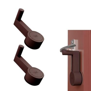 Imagem de Trava de maçaneta de porta, trava de segurança à prova de crianças para portas, mantém o bebê seguro, evita que animais de estimação abram as portas, operação de rotação de pressão (café 2p)