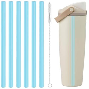 Imagem de Canudos de substituição compatíveis com garrafa de água Owala Freepsip, Flip 680 g - pacote com 6 peças de reposição para copo Owala 947 ml - Conjunto de acessórios inclui 6 canudos sem BPA e 1 escova