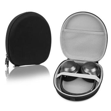 Imagem de Linkidea Estojo de transporte para fones de ouvido compatível com Audio Technica, Bose, Grado, Sony, Skullcandy, bolsa de viagem rígida protetora com cabo, armazenamento de carregador (preto)