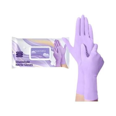 Imagem de Luvas Descartáveis De Nitrilo Roxas Sem Látex Com Punho Estendido, Luv