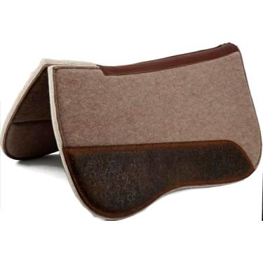 Imagem de Jeereal Almofada de sela ocidental de feltro de mistura de lã contornada de 76 cm x 76 cm, almofada de sela de cavalo com absorção de choque para proteção, 100% feltro de mistura de lã, 2,5 cm de